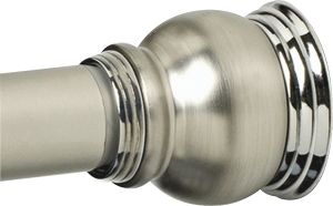 663ALNS Adjustable Tension Shower Rod, 72 in OAL, 1 in Dia, Aluminum, Chrome/Satin Nickel